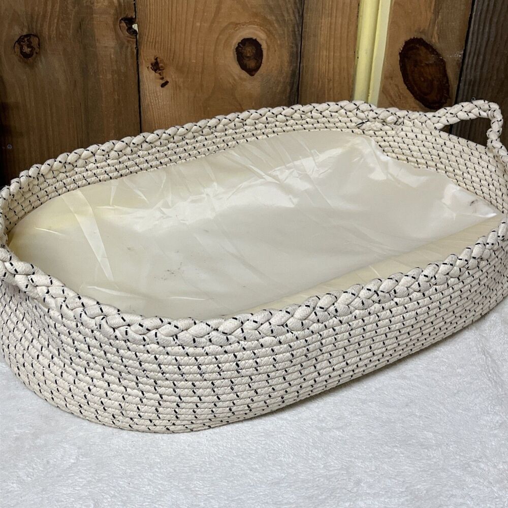 J & Joo Baby Changing Basket Cotton Rope Foam Mattress with Plastic Cover